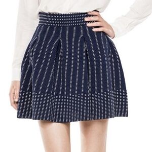 Maje - Josette Jacquard Flare pleated skirt, in Navy Blue (size 1)